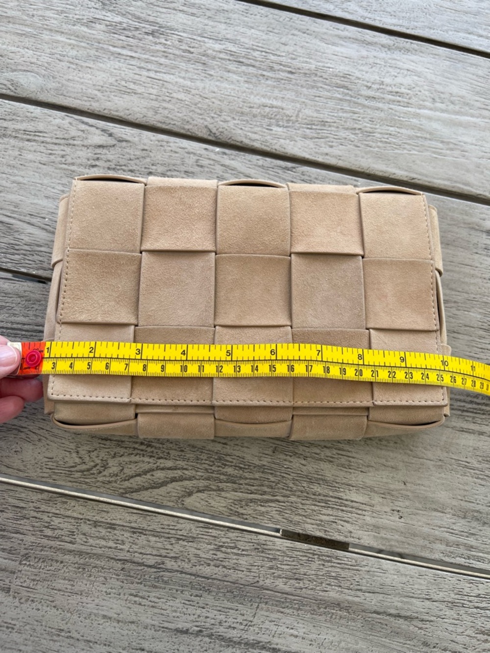 J McLaughlin Una Neutral Woven Suede Leather Crossbody Bag - Picture 9 of 11